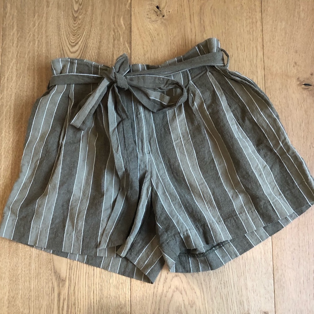 Green striped, tie shorts